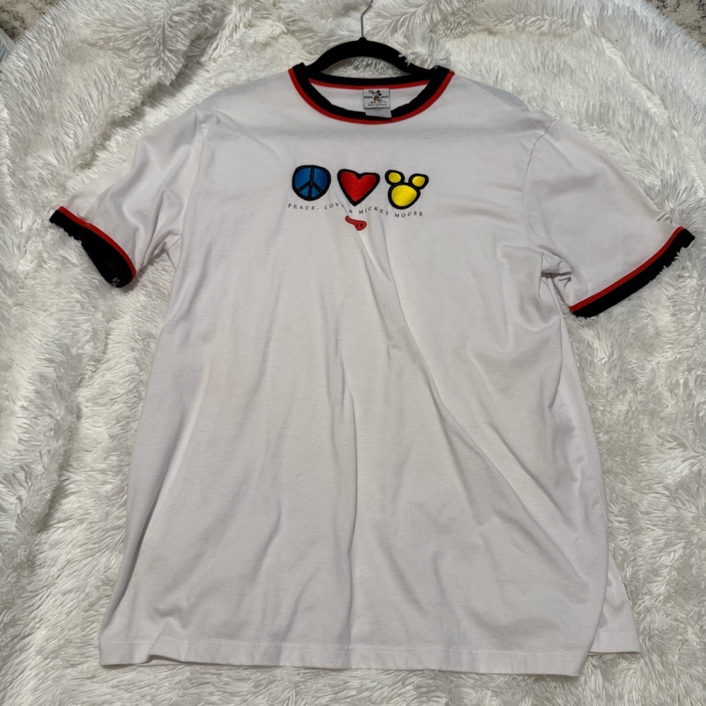 Authentic Vintage Disney Parks Peace Love & Mickey Mouse Ringer T-Shirt …